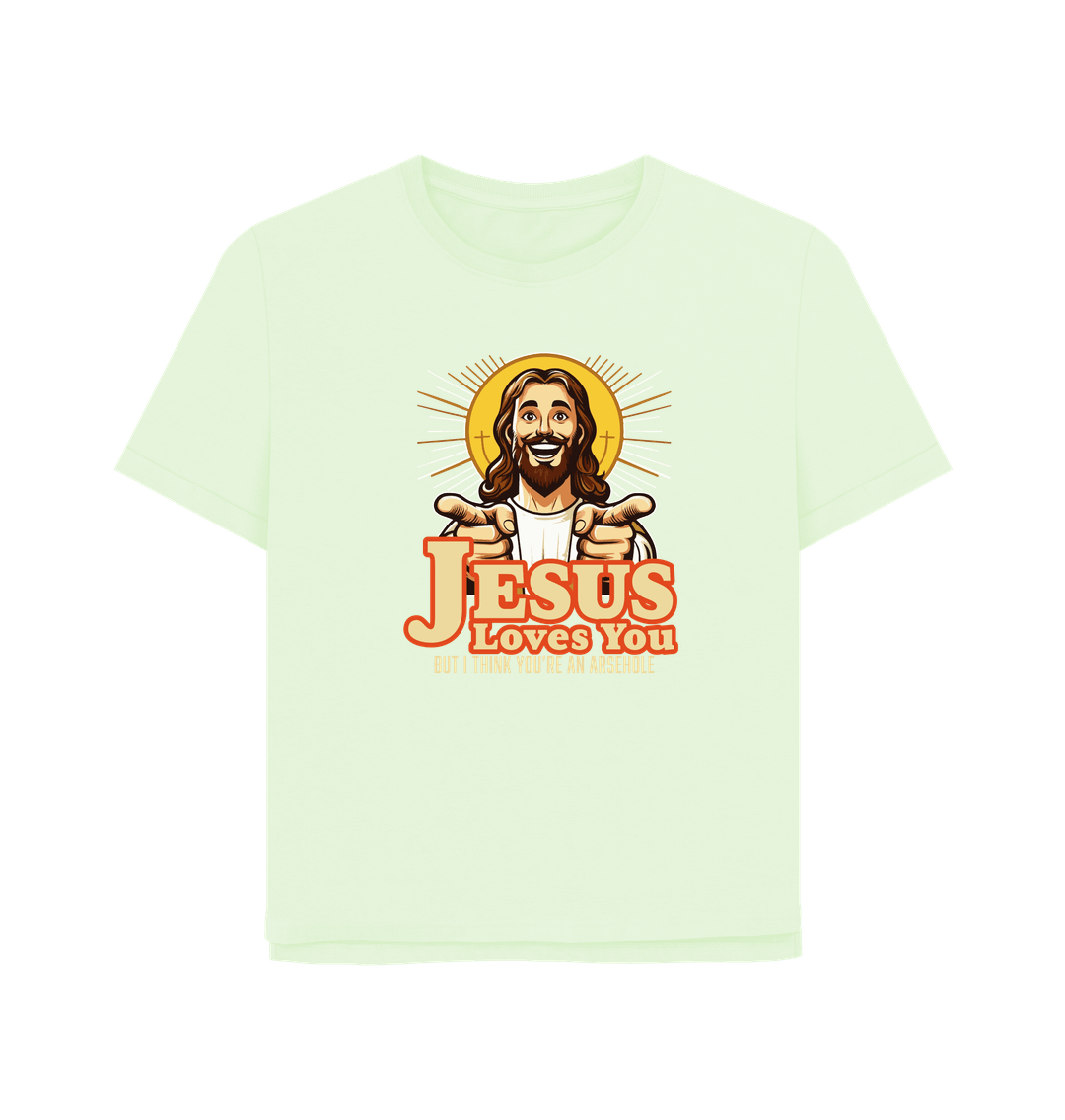 Pastel Green Jesus Loves You Women's Relaxed Fit T-shirt