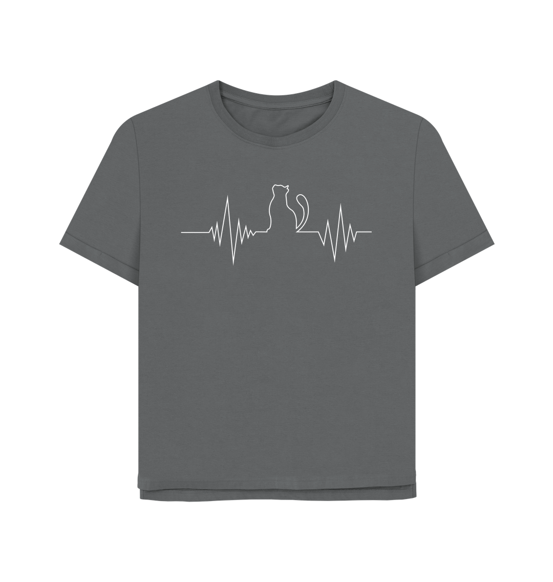 Slate Grey Cat Cardio Woman's Relaxed Fit T-shirt