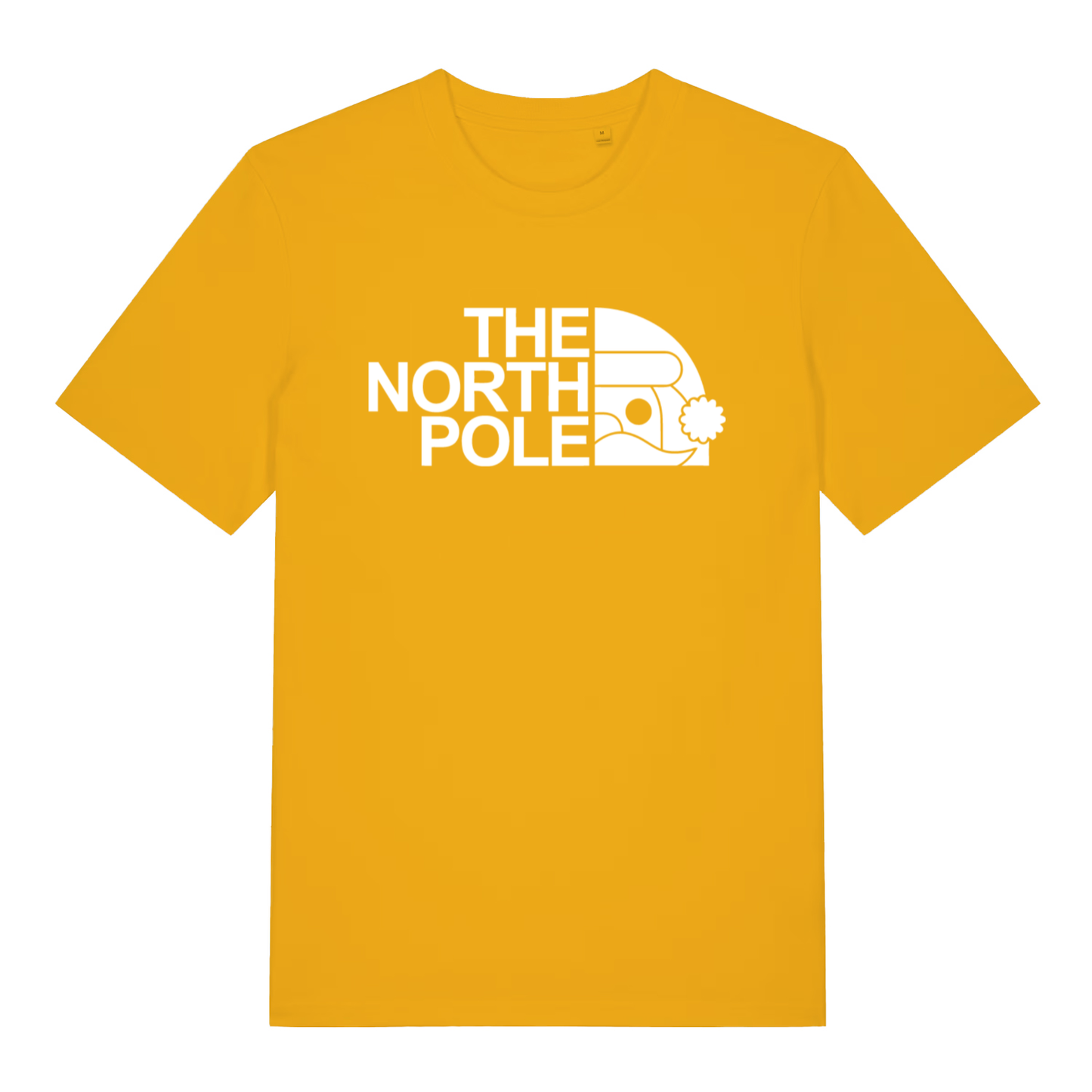 Yellow The North Pole funny Christmas t-shirt featuring ultimate Santa parody graphic