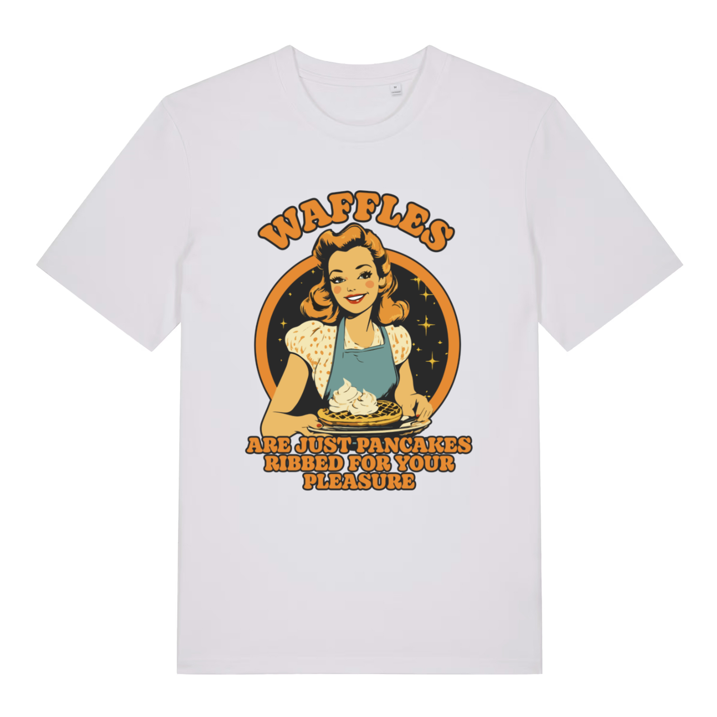 White Waffles women’s funny graphic t-shirt featuring classic ribbed for your pleasure print