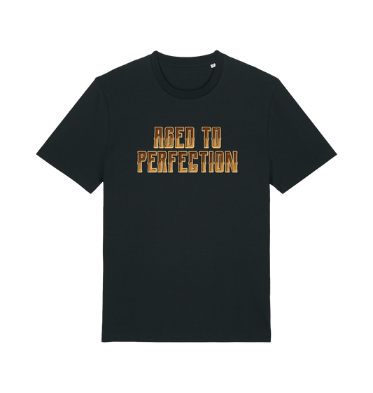 Black slogan t-shirt that reads aged to perfection