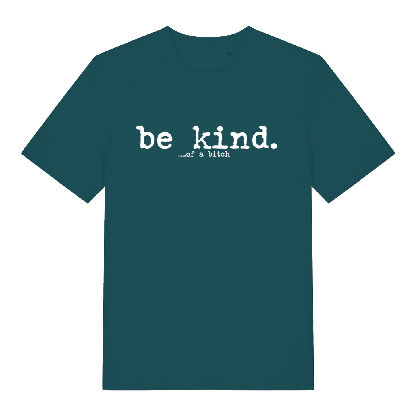 teal women's sarcastic t-shirt with the slogan 'be kind of a bitch'