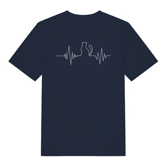navy women's animal t-shirt with a cat graphic