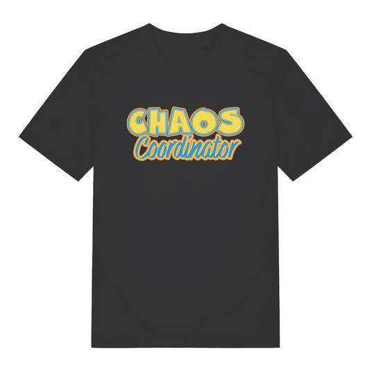 black women's slogan t-shirt with the text 'chaos coordinator'