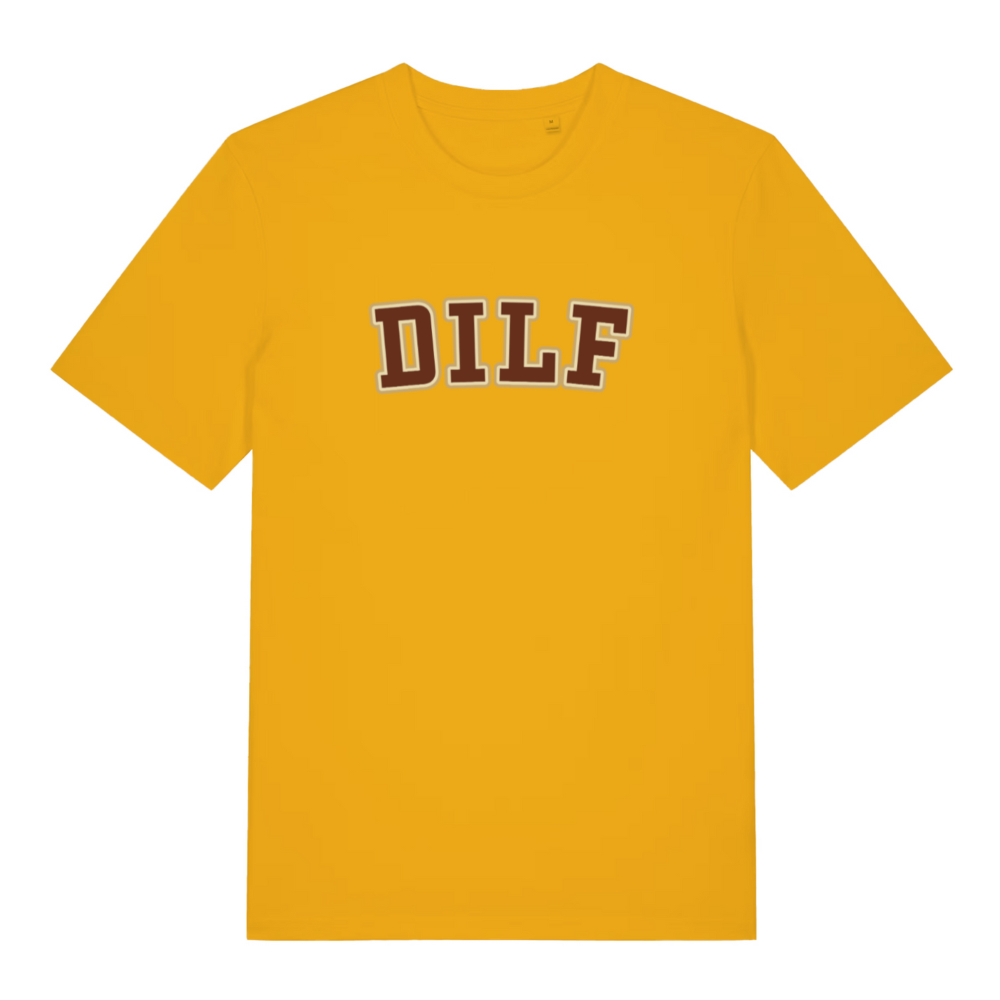 yellow funny dad t-shirt with the slogan 'dilf'