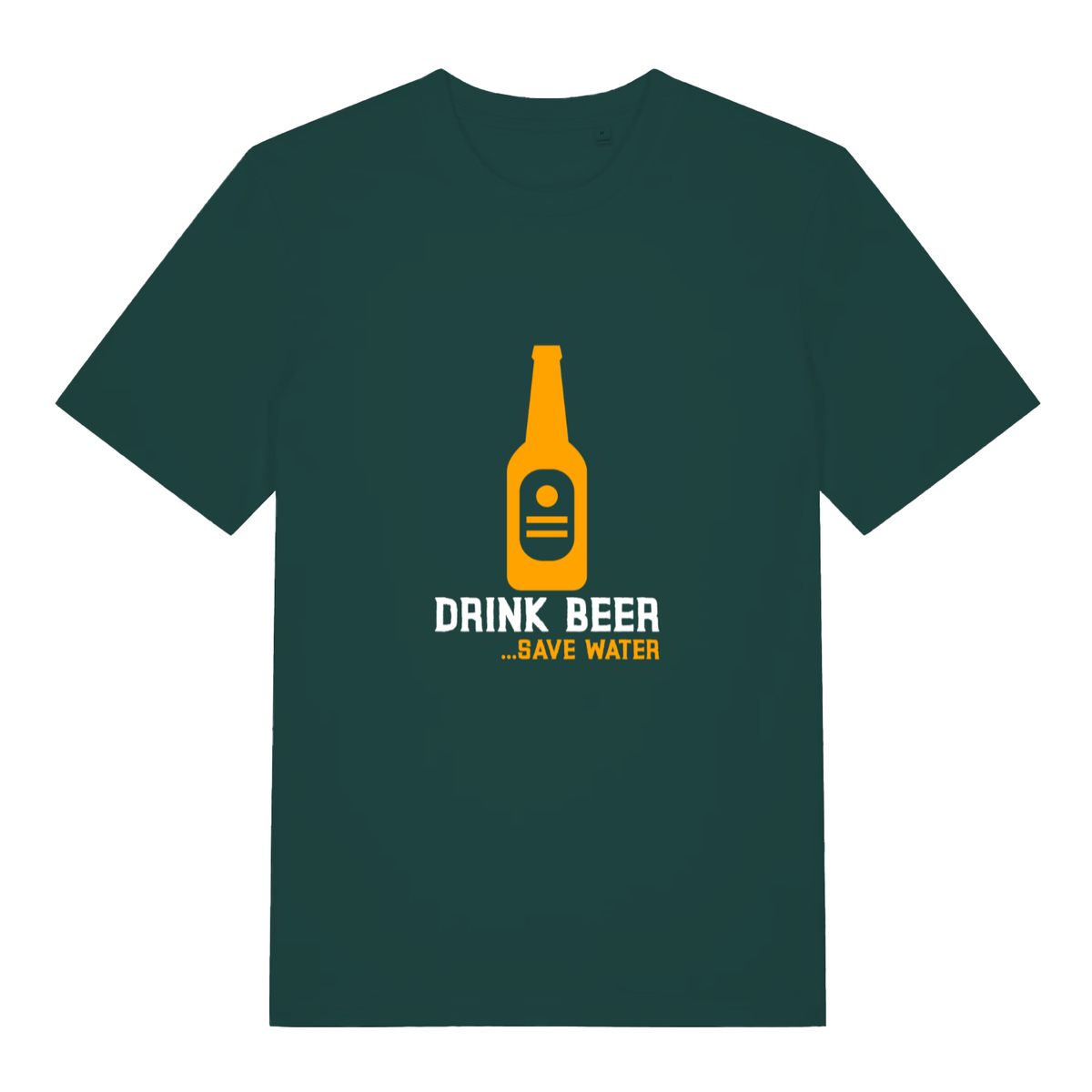 Glazed Green Drink Beer Save Water T-shirt flat lay showing bold beer bottle environmental message