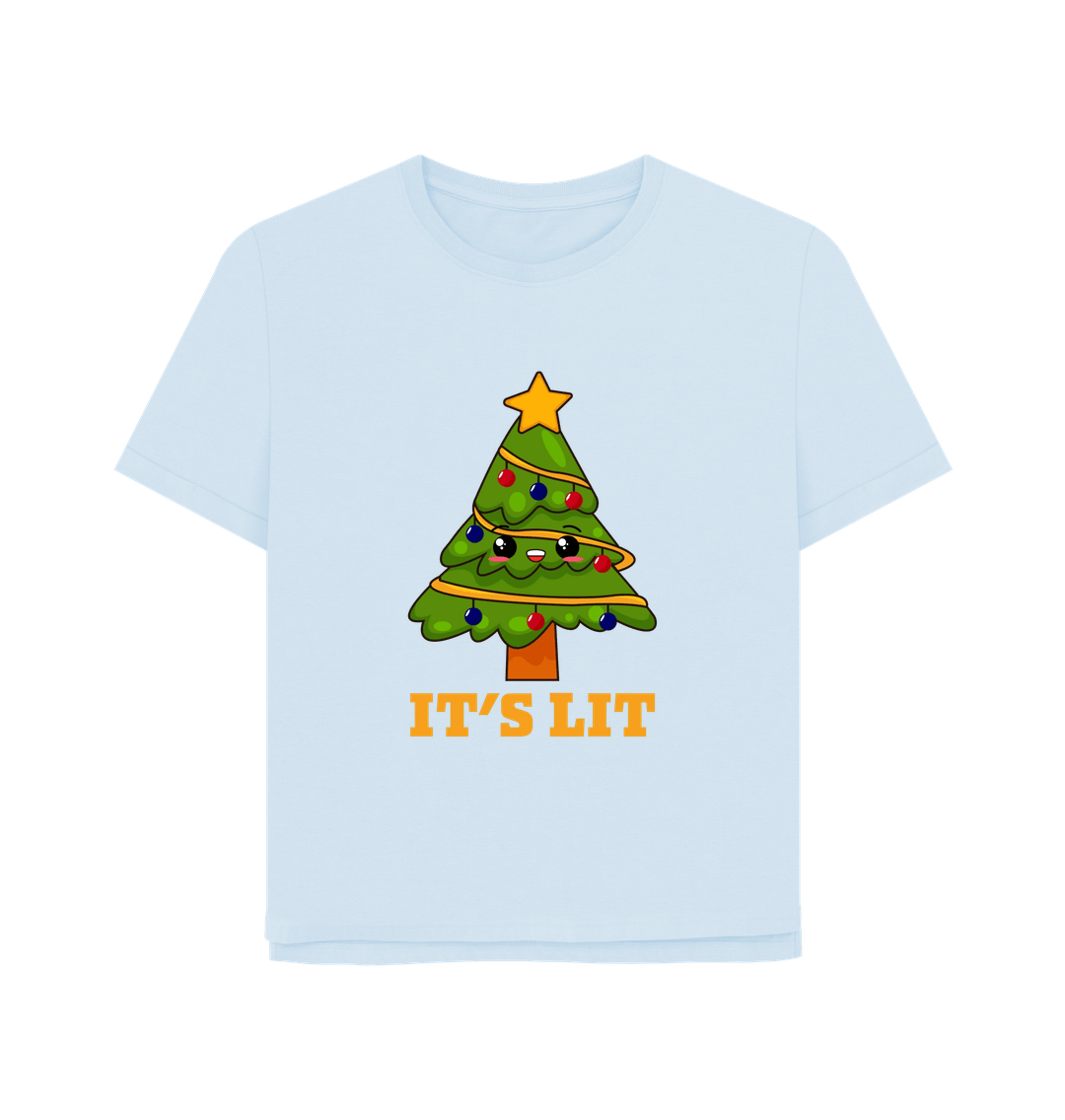 Sky Blue It's Lit Women's Relaxed Fit Christmas T-shirt