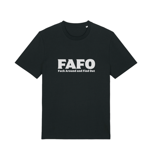 Black gen x t-shirt with 'FAFO Fuck Around and Find Out' slogan