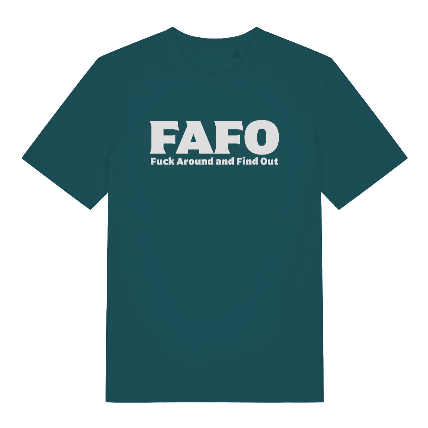 teal women's gen x t-shirt with the slogan 'fafo fuck around and find out'