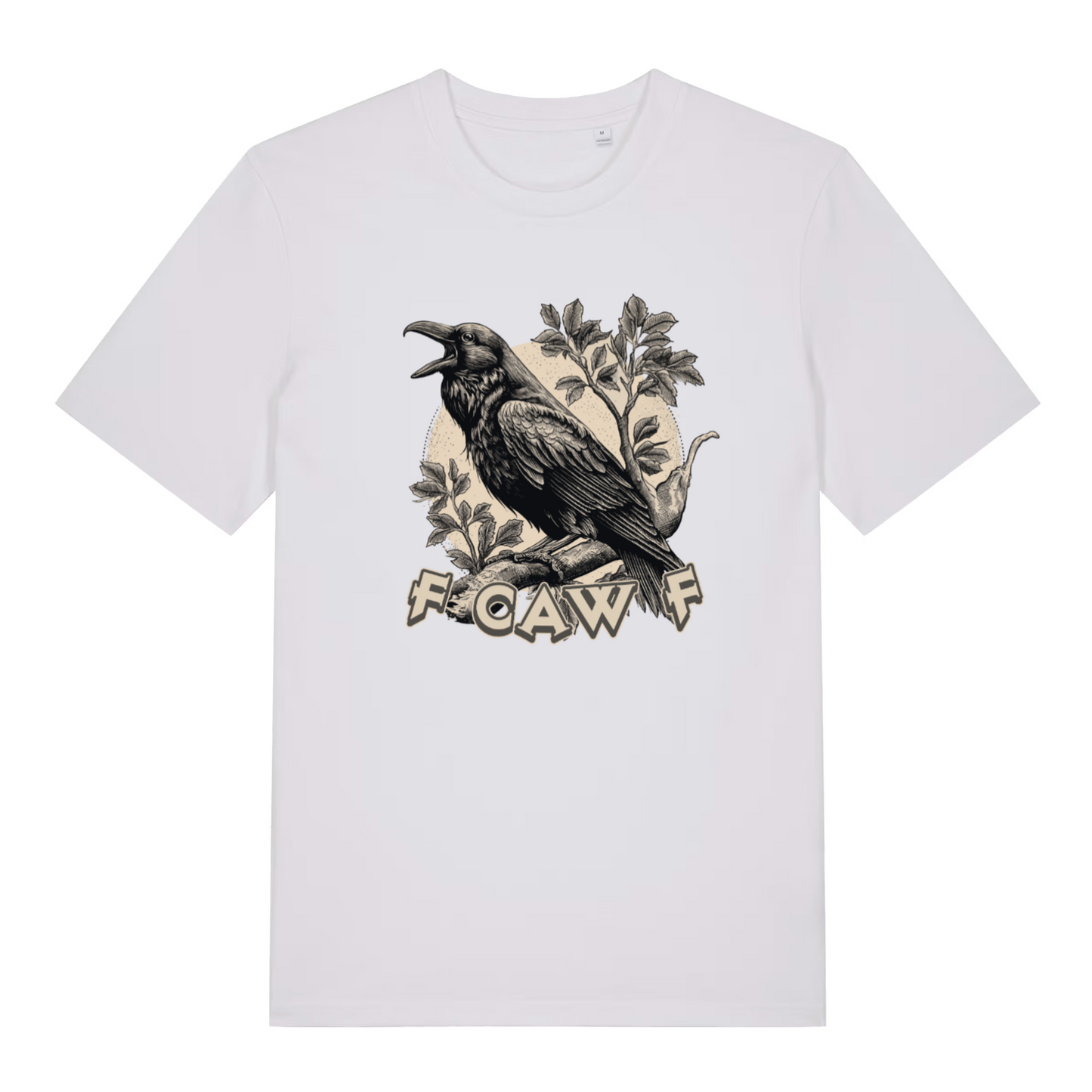 white women's funny animal t-shirt with the graphic of a crow and the text 'Fcawf'
