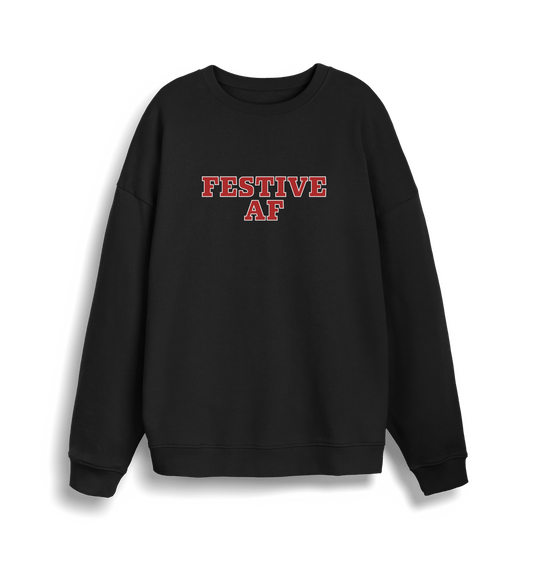 black christmas slogan jumper with 'festive af'