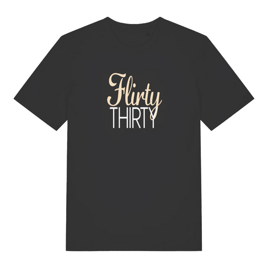 black women's birthday t-shirt with the slogan 'flirty thirty'