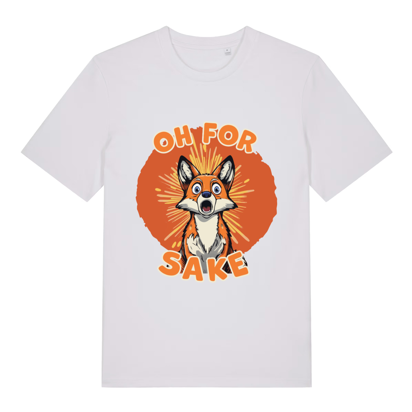 White women's Oh For Fox Sake T-shirt flat lay featuring funny fox "Oh For Fox Sake" design