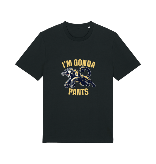 black funny offensive t-shirt with the graphic of a puma and the slogan 'i'm gonna pants'