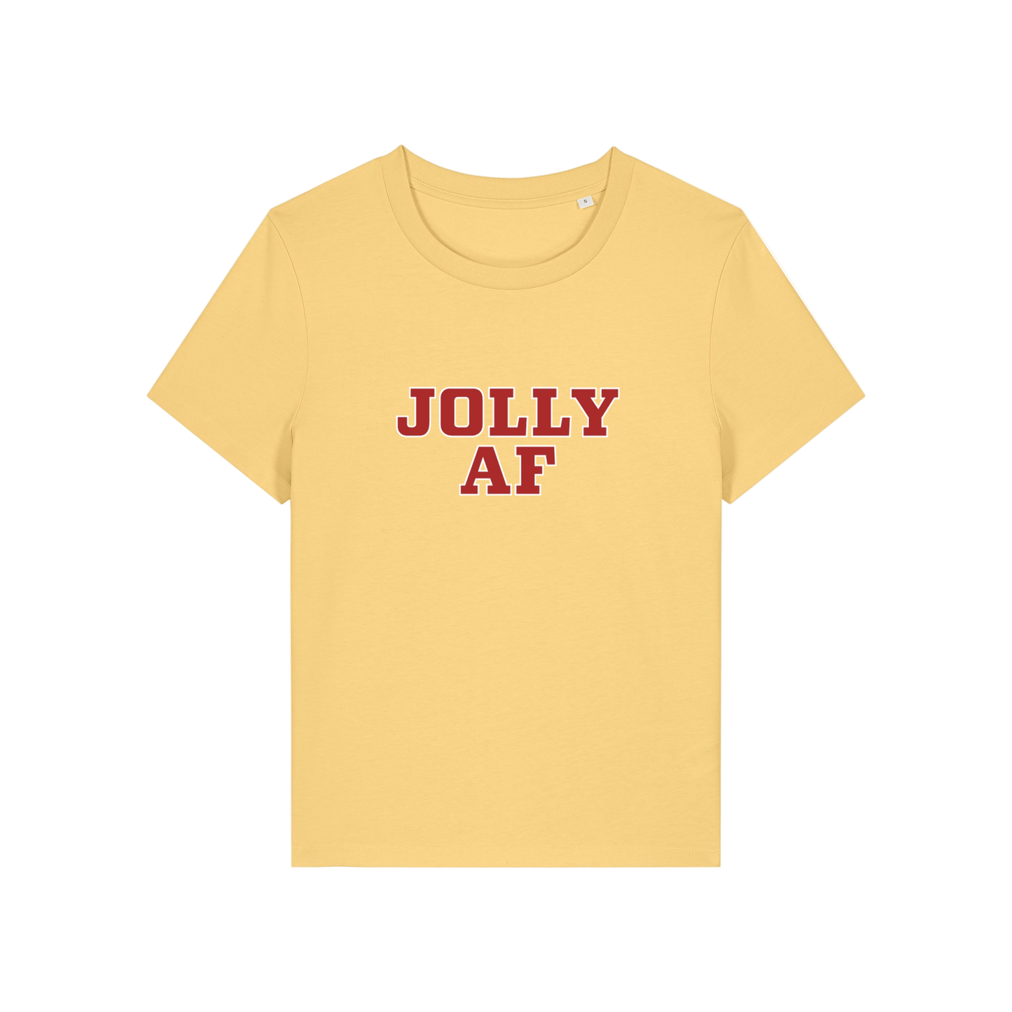 yellow christmas t-shirt with the slogan 'jolly af'