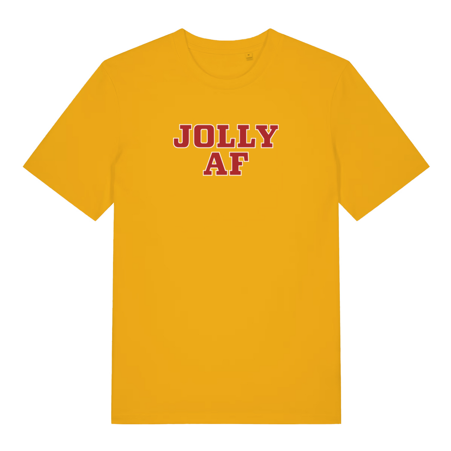 yellow christmas t-shirt with the slogan 'jolly af'