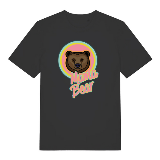 black women's mum t-shirt with the graphic of a bear and the slogan 'mama bear'