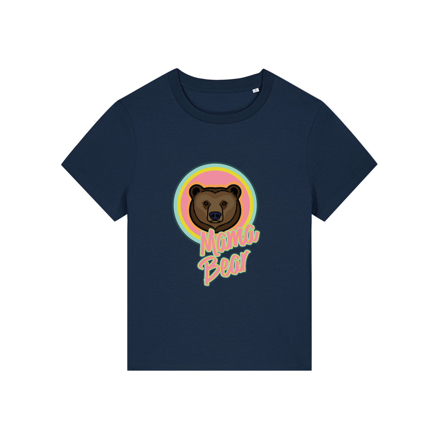 navy mum t-shirt with the graphic of a bear and the slogan 'mama bear'