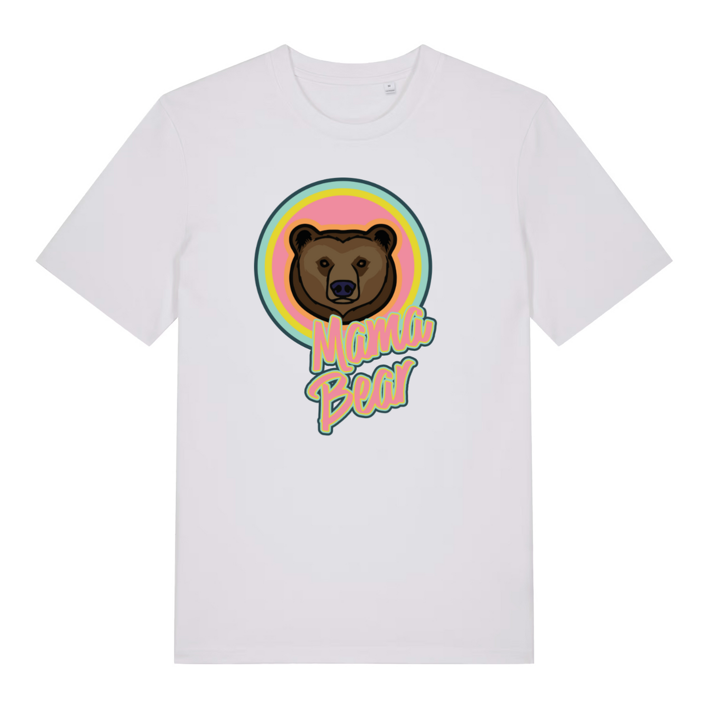 white women's mum t-shirt with the graphic of a bear and the slogan 'mama bear'
