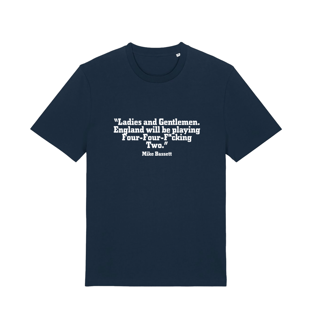 navy slogan t-shirt with a quote from mike bassett