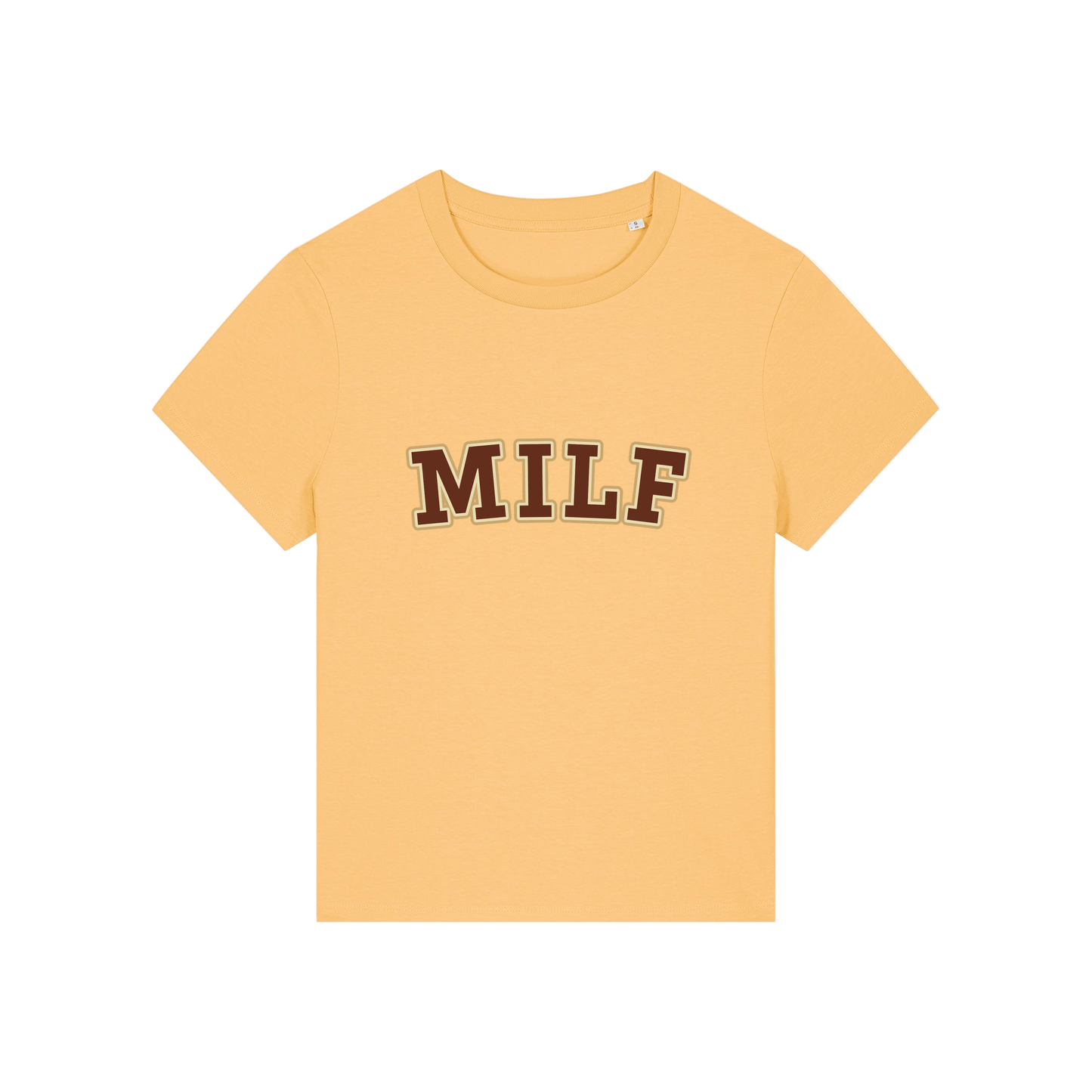 yellow matching t-shirt with the slogan 'milf'