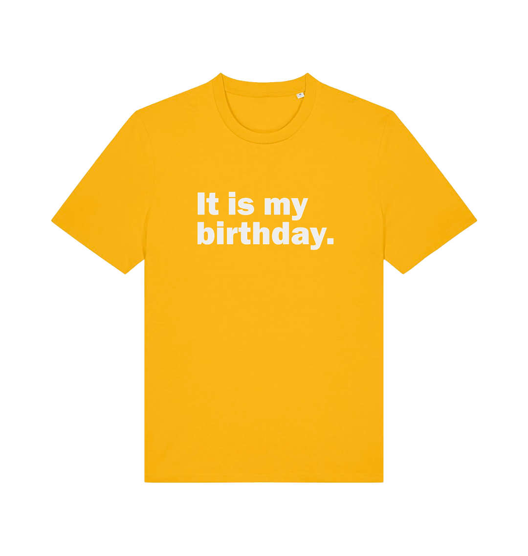 yellow birthday t-shirt with the slogan 'it's my birthday'
