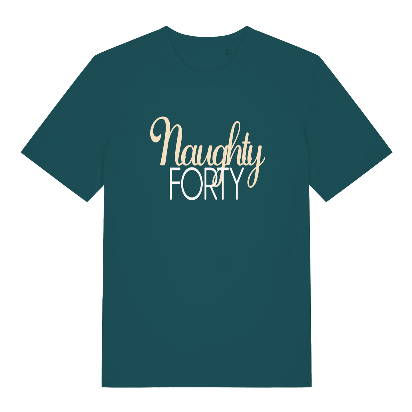 Stargazer Naughty Forty funny slogan t-shirt with elegant Naughty Forty design