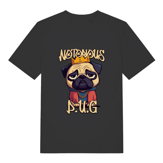 Black funny animal t-shirt with a pug graphic and 'Notorious P.U.G.'