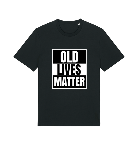 black slogan t-shirt with 'old lives matter'