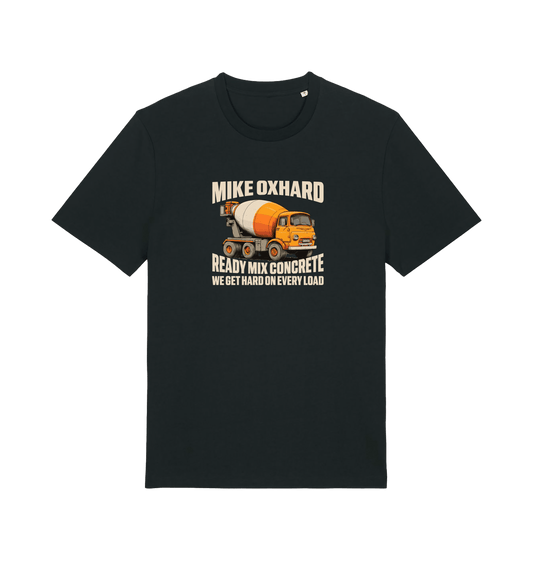 Black funny offensive t-shirt with a graphic of a cement mixer and a rude slogan