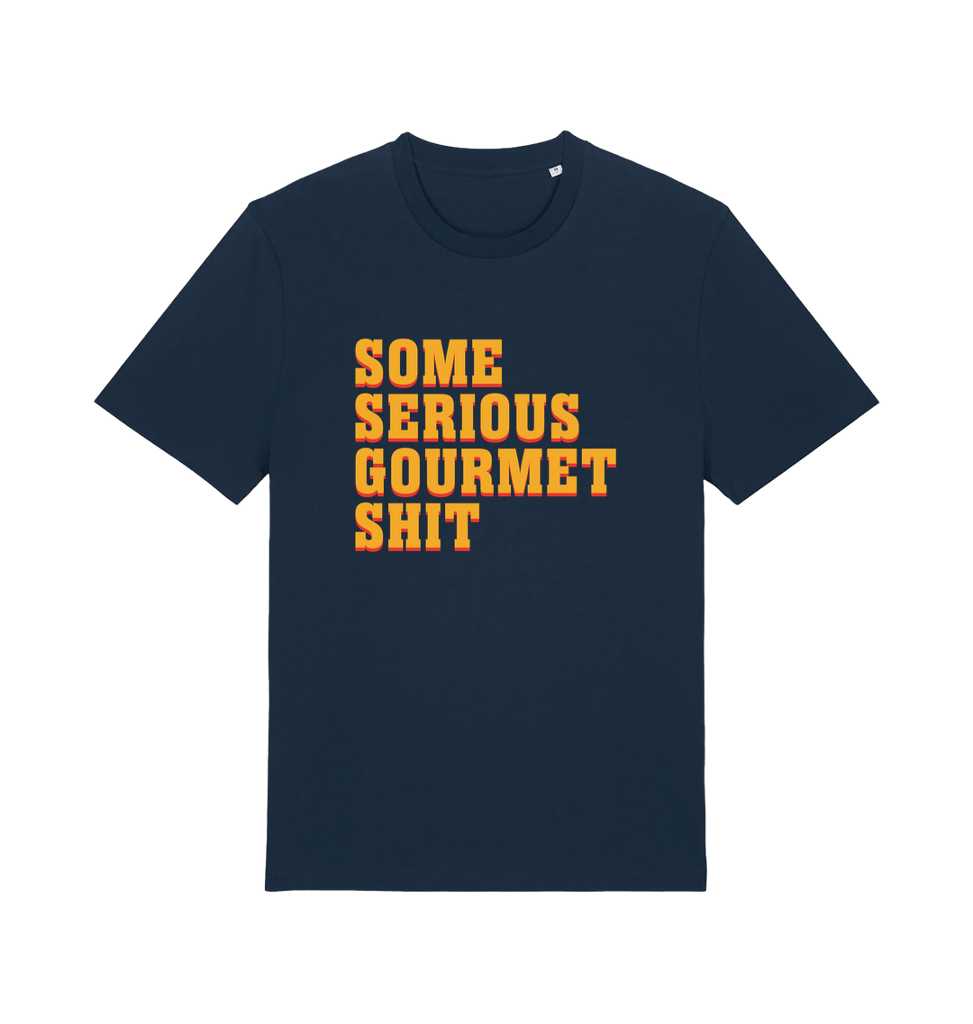 navy movie t-shirt with the slogan 'some serious gourmet shit'