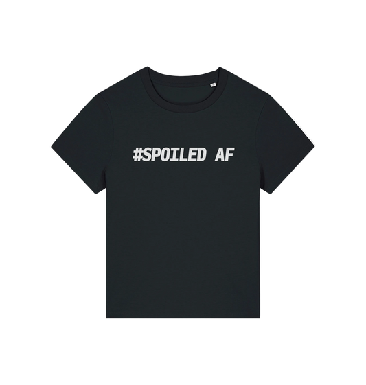 black matching t-shirt with the slogan 'spoiled af'