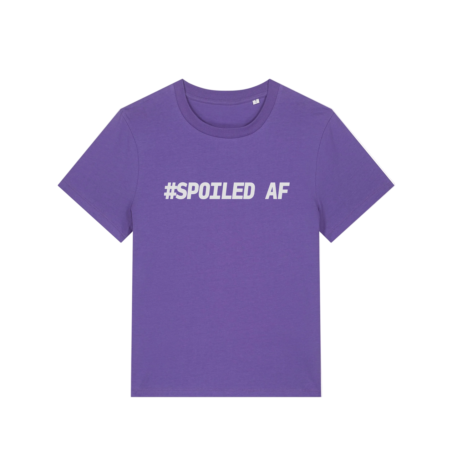 purple matching t-shirt with the slogan 'spoiled af'