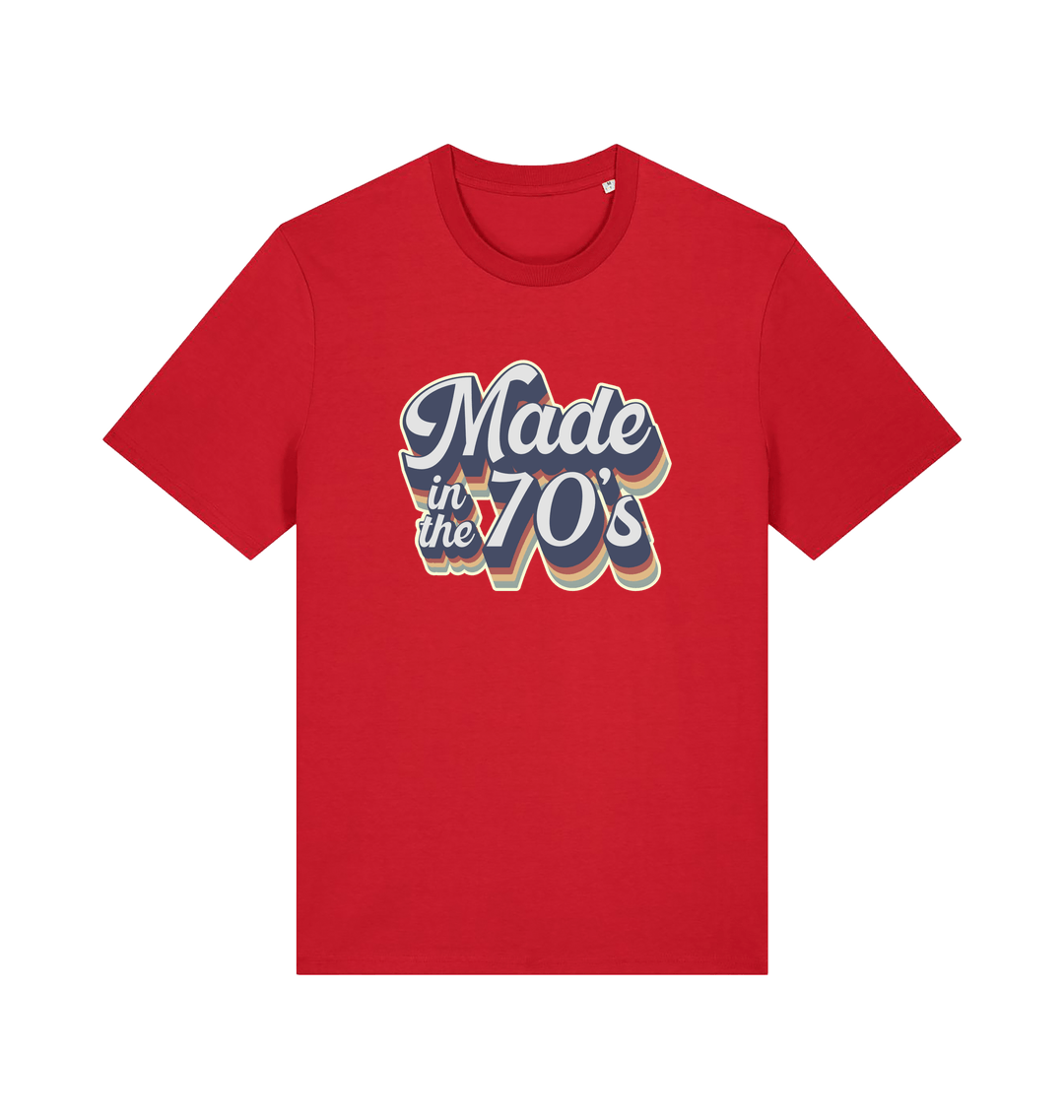 red slogan t-shirt with 'made in the 70's'