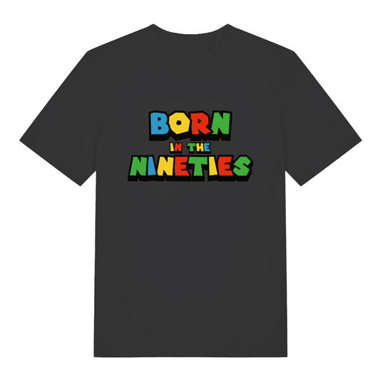 black women's slogan t-shirt with the text 'born in the nineties'