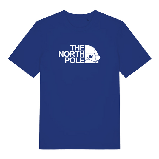 blue christmas t-shirt with 'The North Pole'