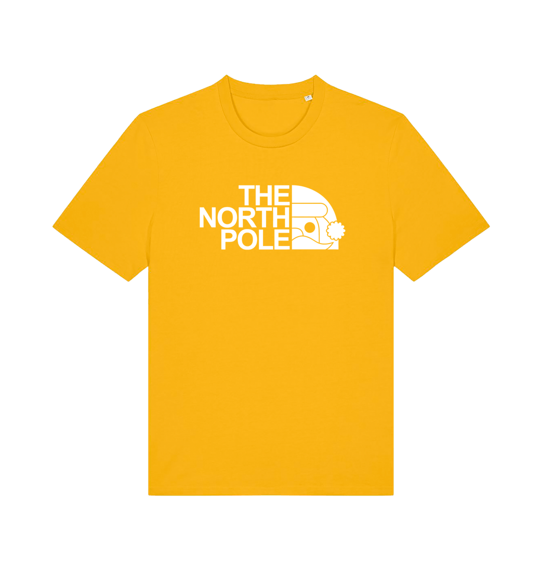 yellow christmas t-shirt with the slogan 'the north pole'
