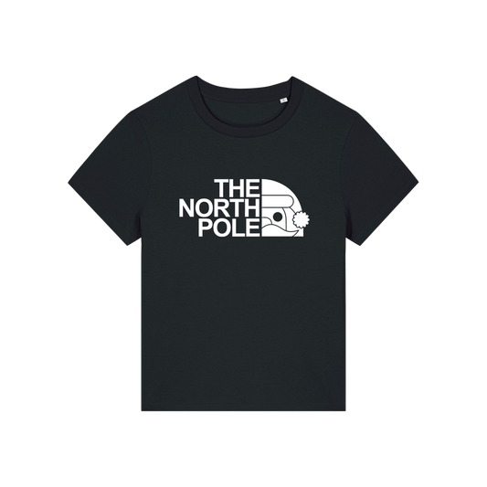 black christmas t-shirt with the slogan 'the north pole'