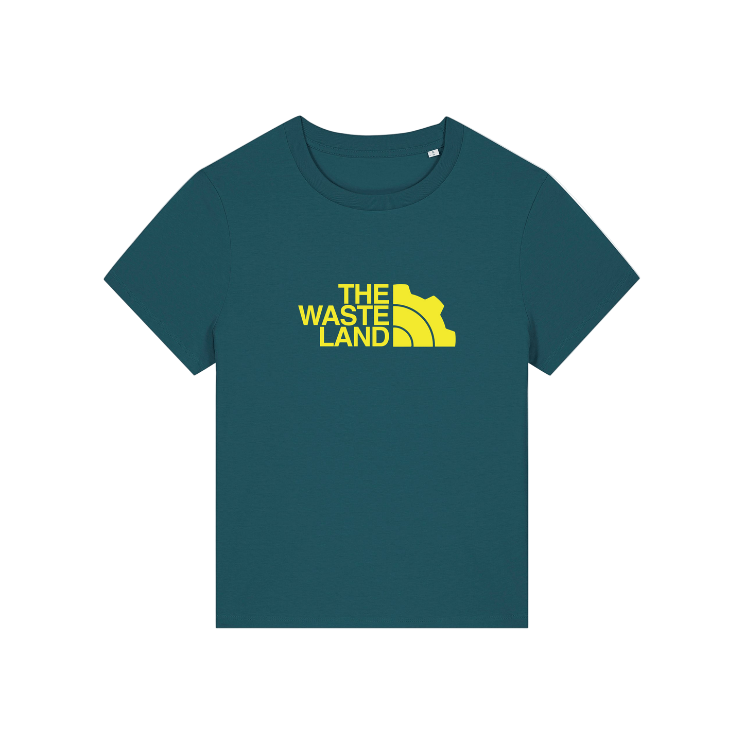 teal gaming t-shirt with the slogan 'the wasteland'