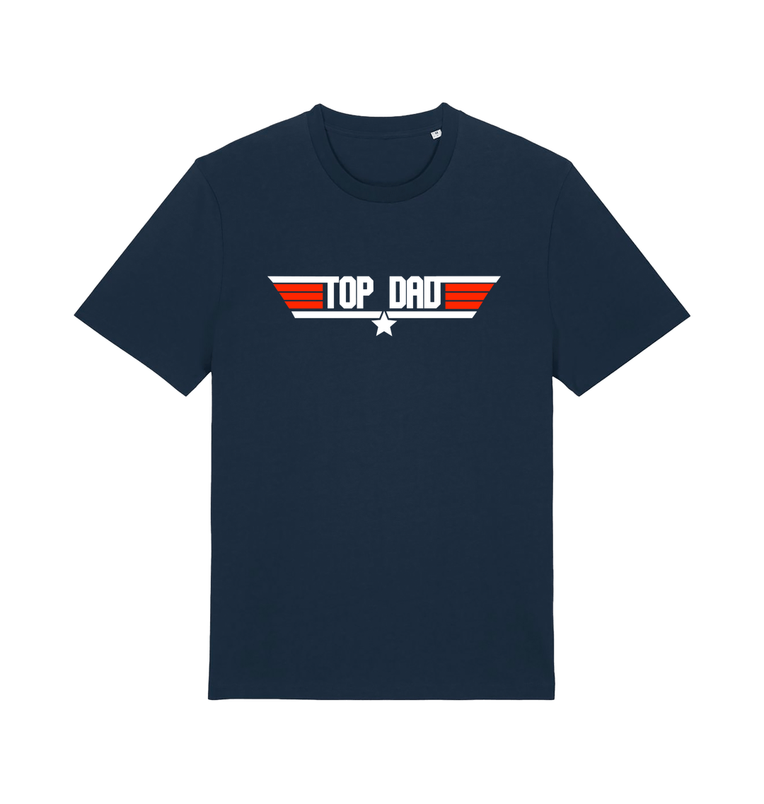 navy dad t-shirt with the slogan 'top dad'