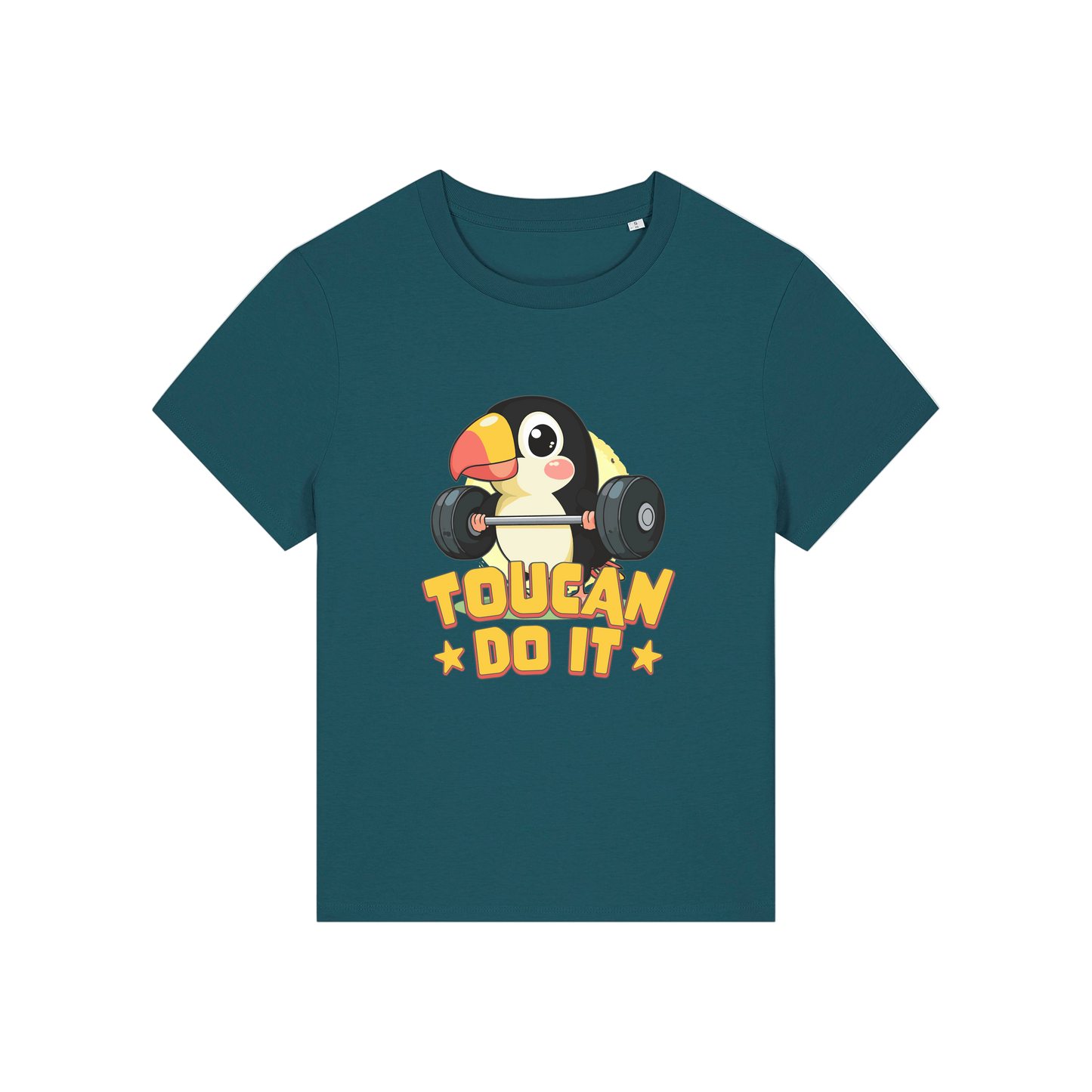 teal kawaii t-shirt with the graphic of a toucan and the slogan 'toucan do it'