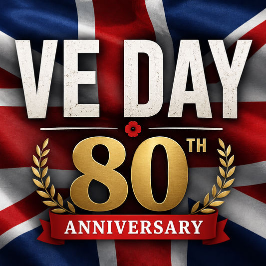 a union jack with the text VE day 80th anniversary