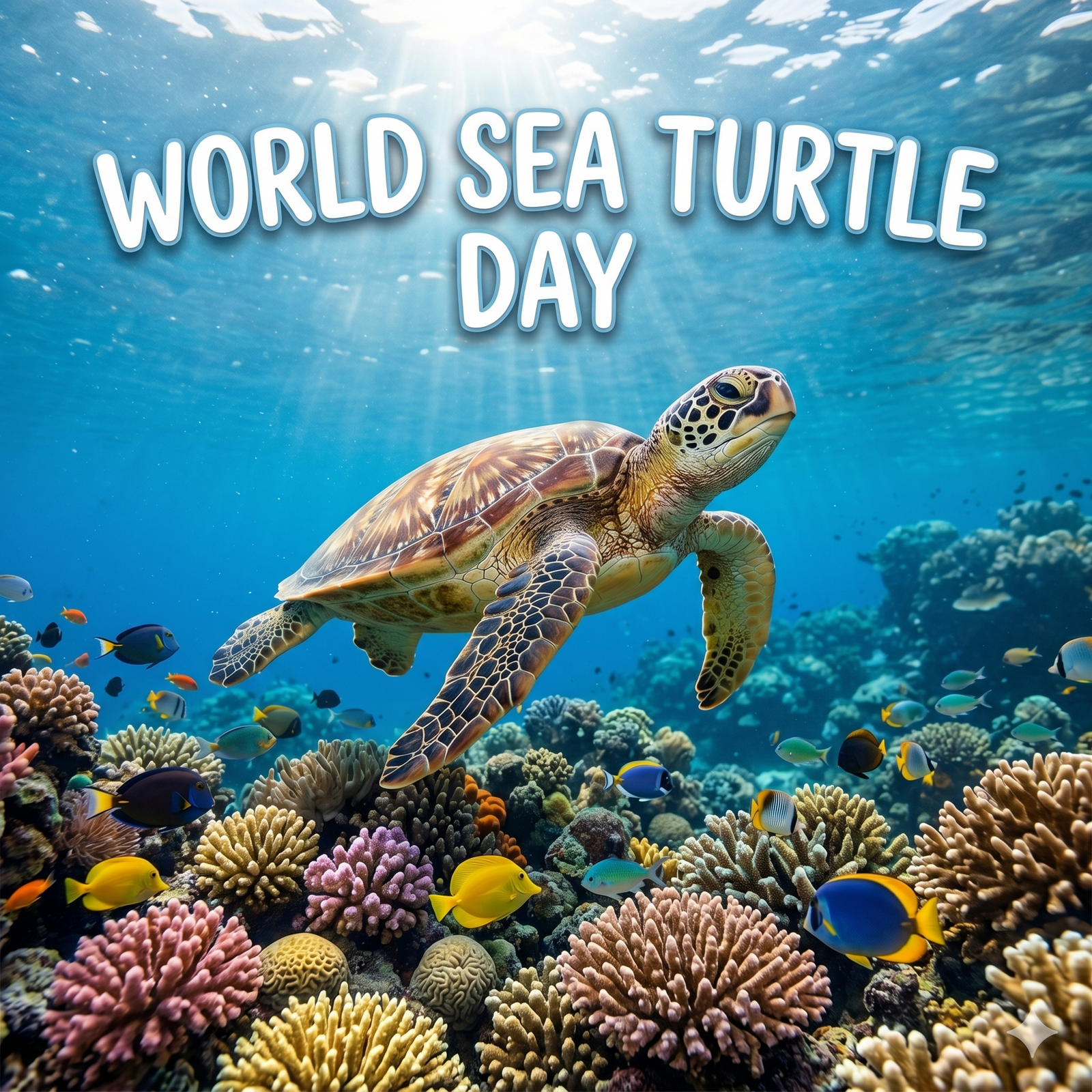 sea turtle swimming on a coral reef