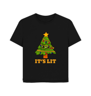 Black It's Lit Women's Relaxed Fit Christmas T-shirt