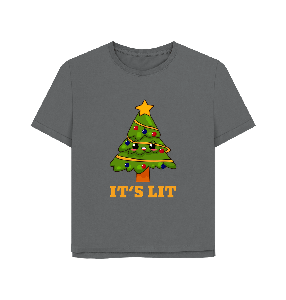 Slate Grey It's Lit Women's Relaxed Fit Christmas T-shirt