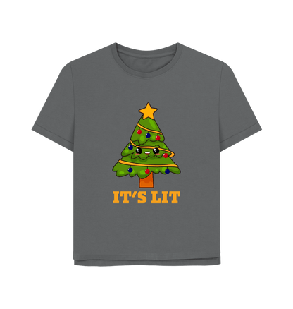 Slate Grey It's Lit Women's Relaxed Fit Christmas T-shirt
