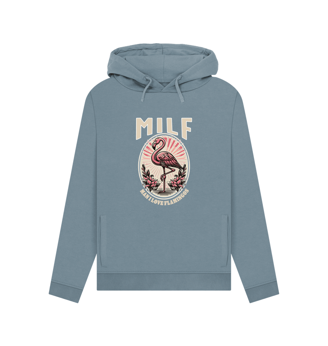 Stone Blue Milf Flamingo Women's Hoodie