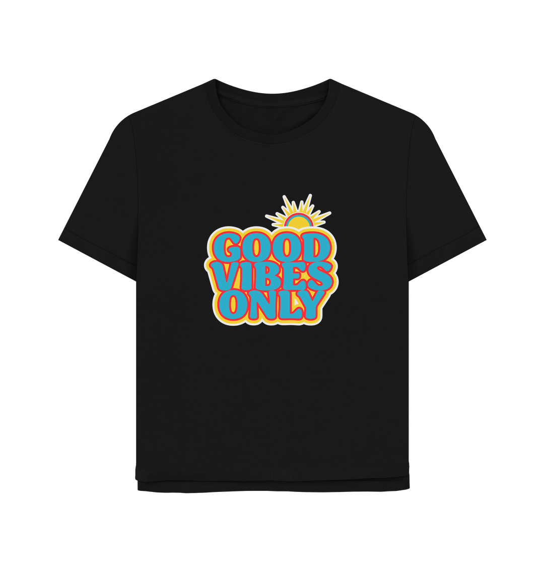 Black Good Vibes Women's Relaxed Fit T-shirt