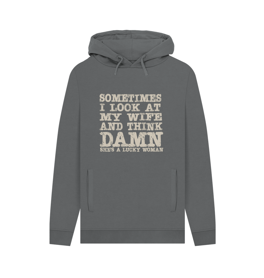 Slate Grey Lucky Woman Men's Hoodie