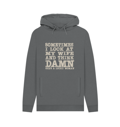 Slate Grey Lucky Woman Men's Hoodie